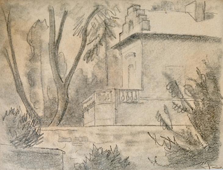 Auguste ROUBILLE - Original drawing - Pencil - House study 5