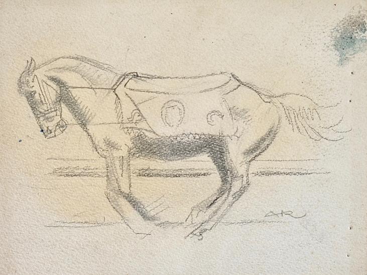 Auguste ROUBILLE - Original drawing - Pencil - Circus horse 1