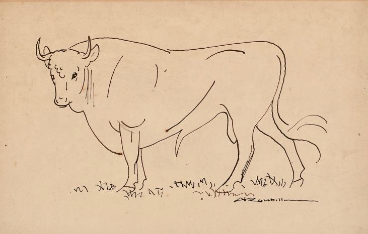 Auguste ROUBILLE - Original drawing - Ink - Taurus 1