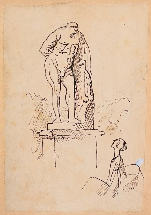 Auguste ROUBILLE - Original drawing - Ink - Hercules 1
