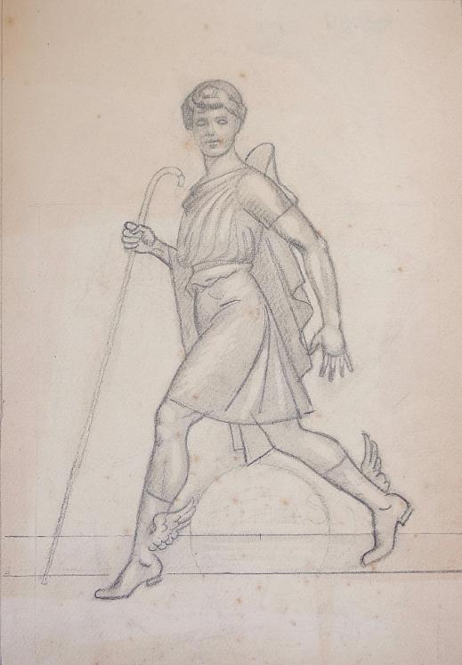 Auguste ROUBILLE - Original drawing - Pencil - Hermes