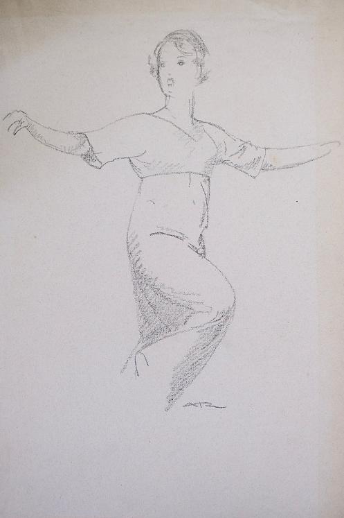 Auguste ROUBILLE - Original drawing - Pencil - Dancer 3