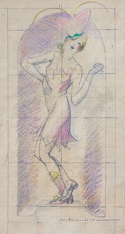 Auguste ROUBILLE - Original drawing - Pencil - Charleston dancer