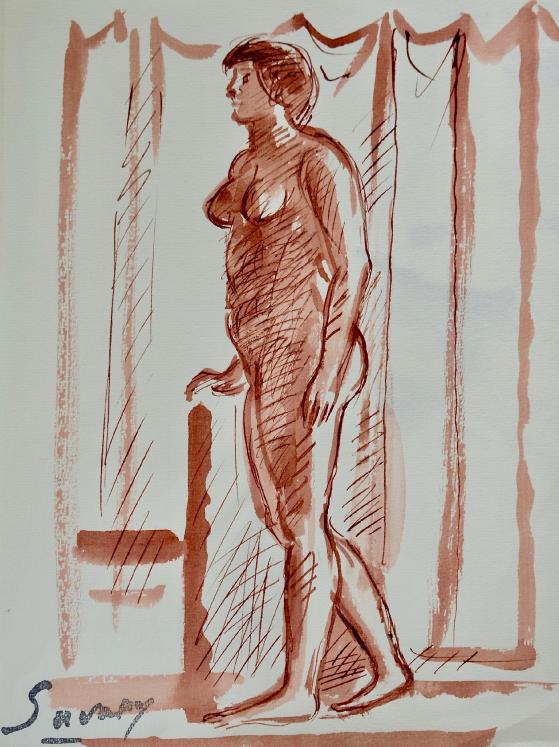 Robert SAVARY - Original painting - Ink wash - Nude 24