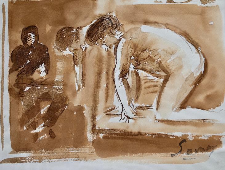 Robert SAVARY - Original painting - Ink wash - Nude 25
