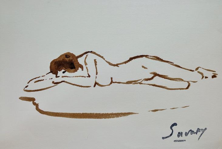 Robert SAVARY - Original painting - Ink wash - Nude 32