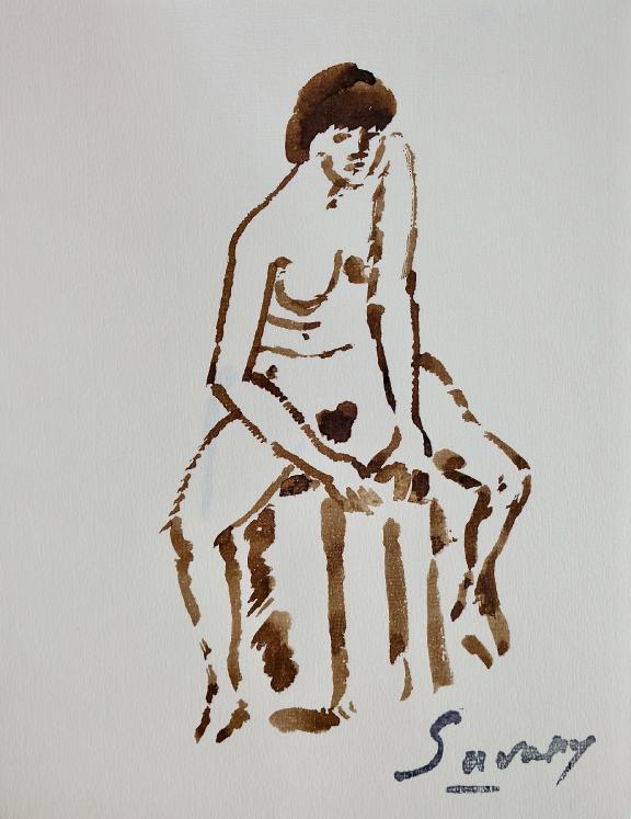 Robert SAVARY - Original painting - Ink wash - Nude 35