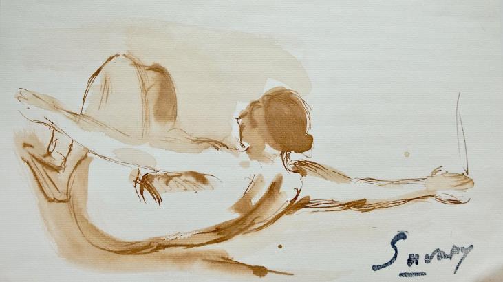 Robert SAVARY - Original painting - Ink wash - Nude 38