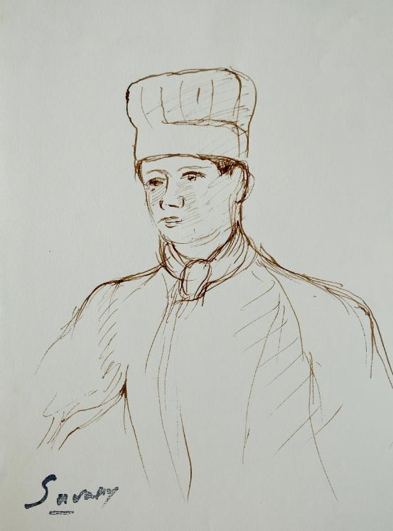 Robert SAVARY - Original drawing - Ink - The cook 1