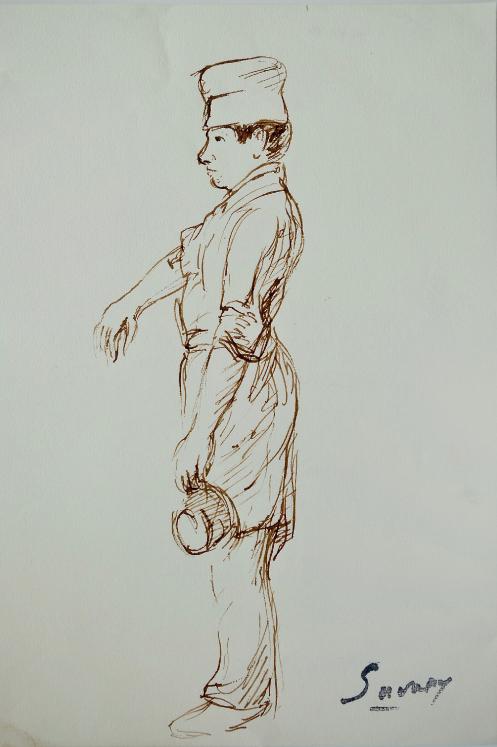 Robert SAVARY - Original drawing - Ink - The cook 2