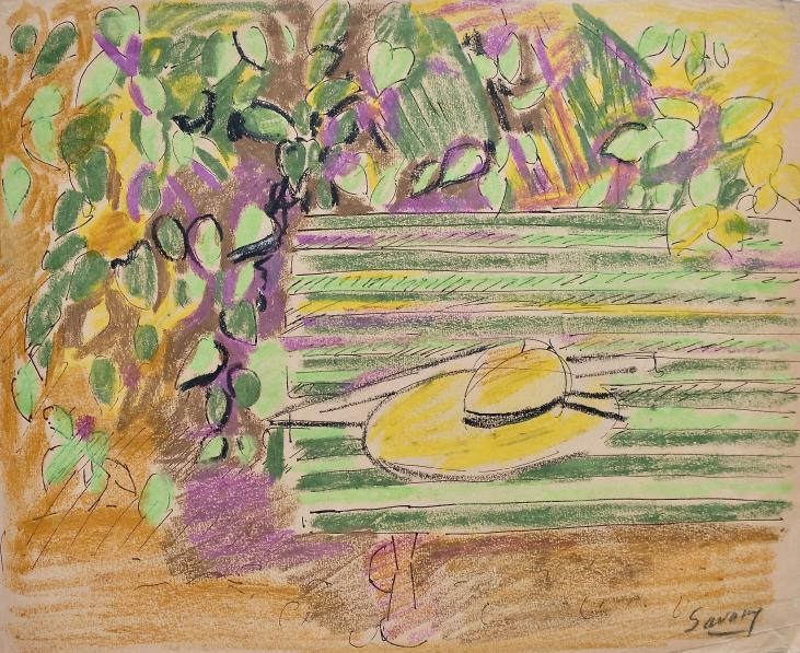 Robert SAVARY - Original drawing - Pastel - The yellow hat