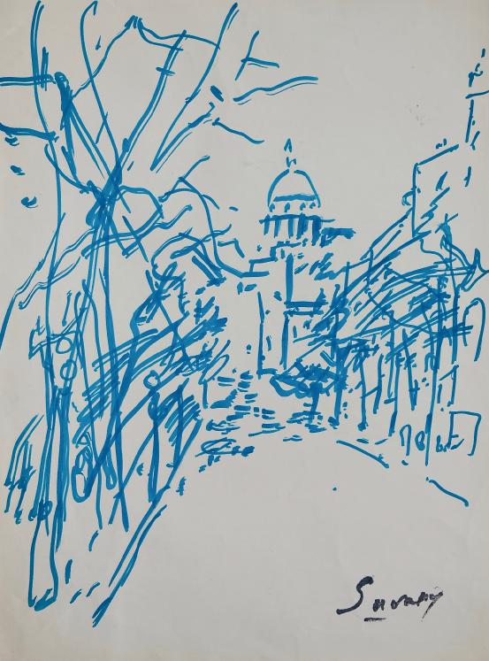 Robert SAVARY - Original drawing - Felt - Notre Dame
