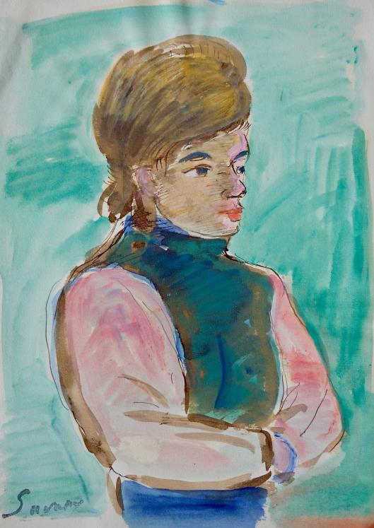Robert SAVARY - Original painting - Gouache - Portrait of a Woman