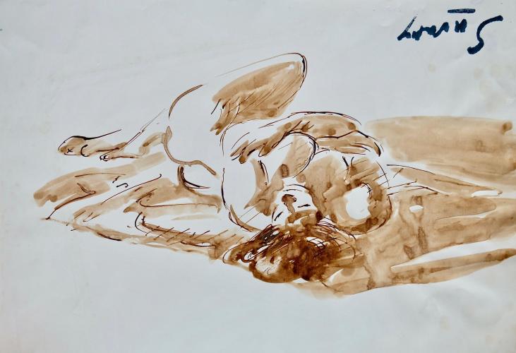 Robert SAVARY - Original painting - Brown ink wash - Nude