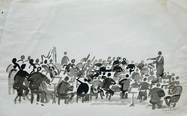Robert SAVARY - Original painting - Ink wash - Concert 1