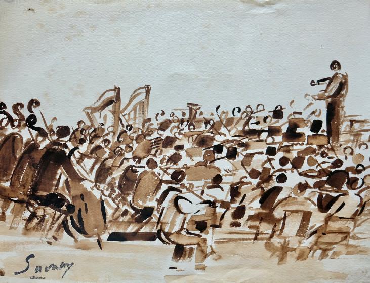 Robert SAVARY - Original painting - Ink wash - Concert 2