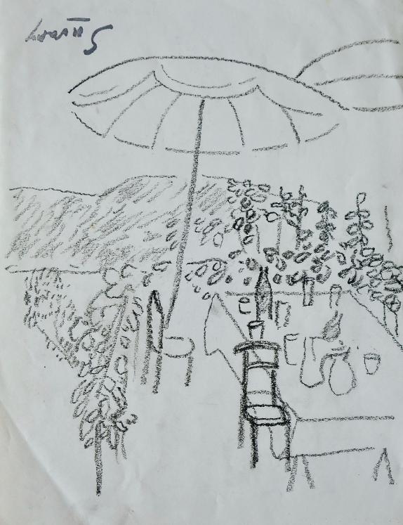 Robert SAVARY - Original drawing - Pastel - South terrace