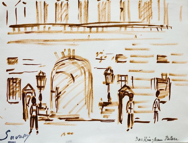 Robert SAVARY - Original drawing - Felt - Trip to London 19, Buckingham