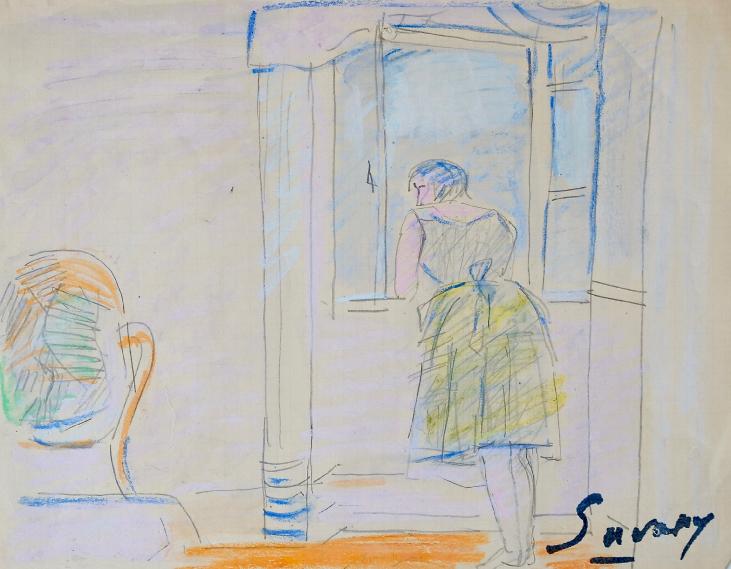 Robert SAVARY - Original drawing - Pastel - At the window