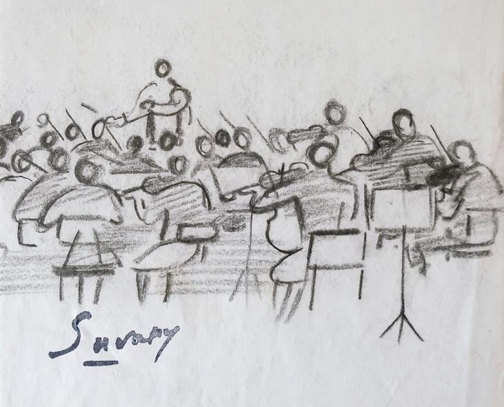 Robert SAVARY - Original drawing - Pastel - Orchestra 4