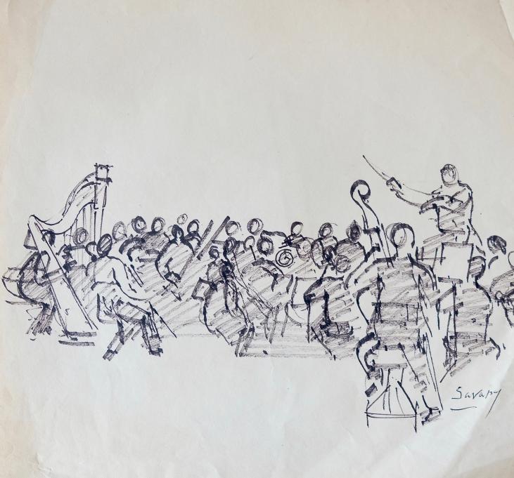 Robert SAVARY - Original drawing - Felt - The orchestra 5