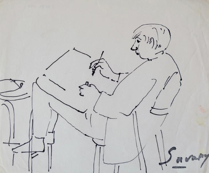 Robert SAVARY - Original drawing - Felt - The painter artist 5