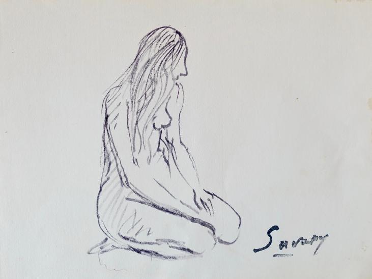 Robert SAVARY - Original drawing - Felt - Nude 51