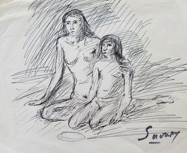 Robert SAVARY - Original drawing - Ink - Nude 70
