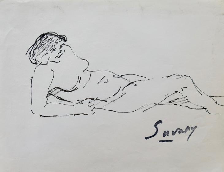 Robert SAVARY - Original drawing - Felt - Nude 73