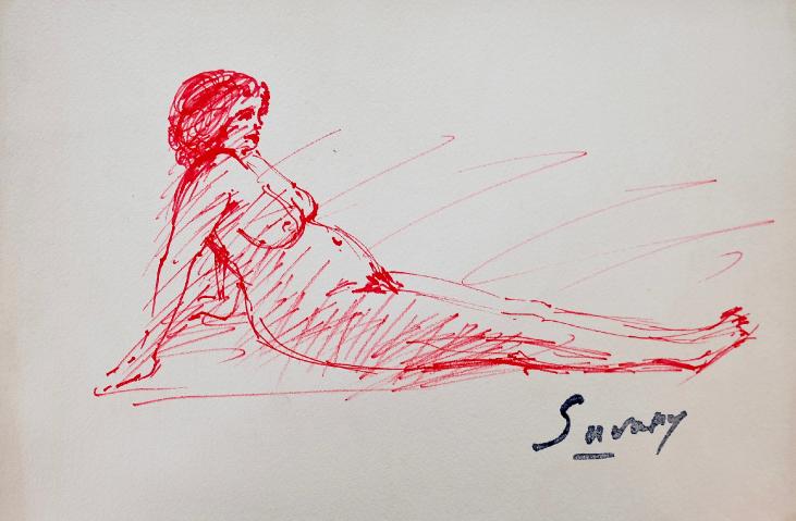 Robert SAVARY - Original drawing - Felt - Nude 78