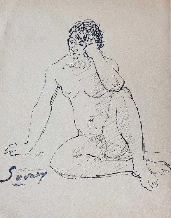 Robert SAVARY - Original drawing - Felt - Nude 79