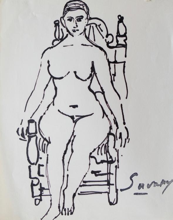 Robert SAVARY - Original drawing - Felt - Nude 81