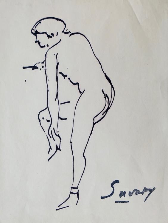 Robert SAVARY - Original drawing - Felt - Nude 82