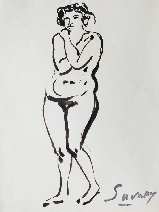Robert SAVARY - Original drawing - Ink - Nude 85