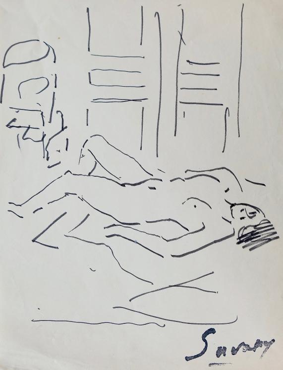 Robert SAVARY - Original drawing - Felt - Nude 89
