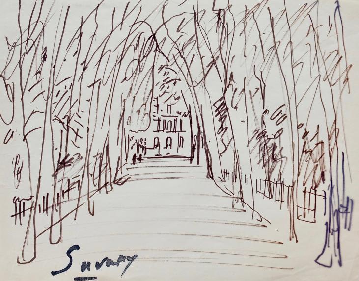 Robert SAVARY - Original drawing - Felt - Walk to the Palace of Versailles 1
