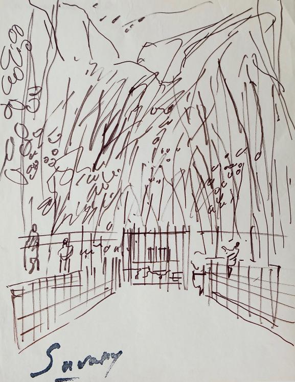 Robert SAVARY - Original drawing - Felt - Walk to the Palace of Versailles 5