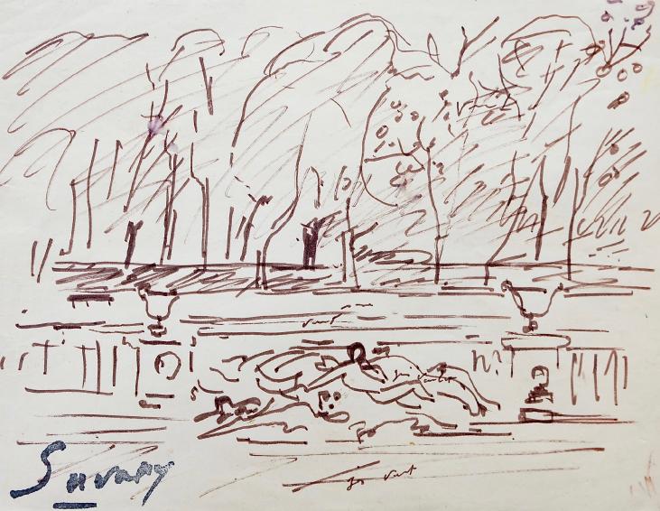 Robert SAVARY - Original drawing - Felt - Walk to the Palace of Versailles 9