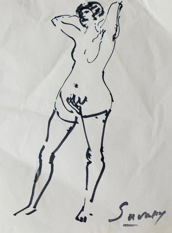 Robert SAVARY - Original drawing - Felt - Nude 97