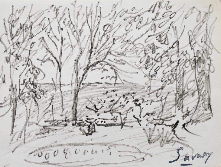 Robert SAVARY - Original drawing - Felt - Landscape
