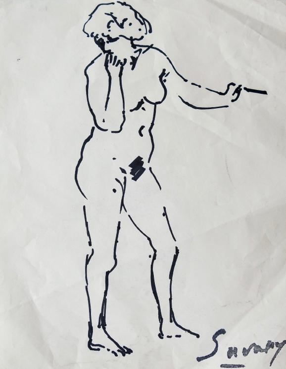 Robert SAVARY - Original drawing - Felt - Nude 98