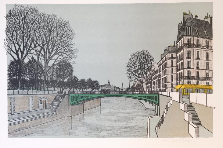 Denis Paul NOYER - Original print -Lithography - Petit pont à Paris
