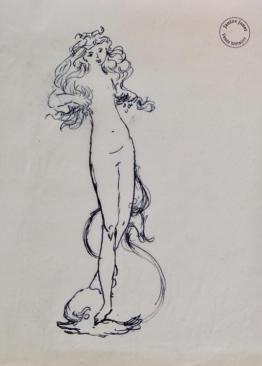 Janine JANET - Original drawing - Ink - Project for Queen Elizabeth II 2