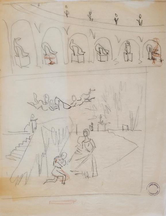 Janine JANET - Original drawing - Pencil - Homage to Versailles for Emeraude 5