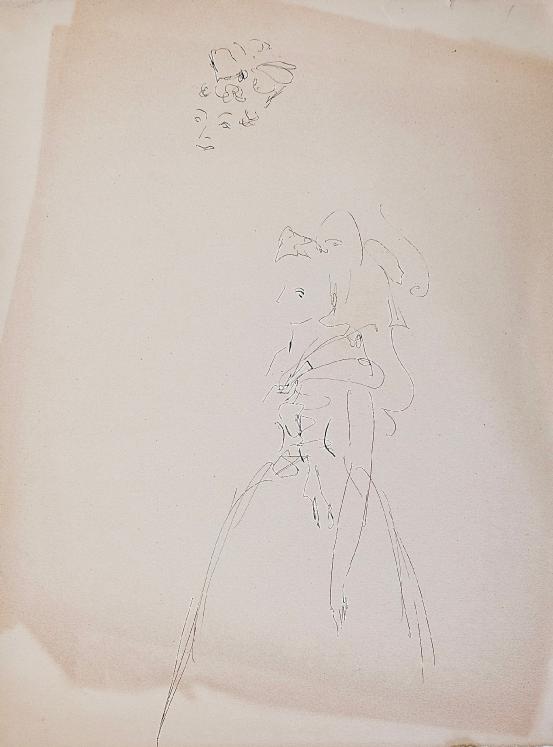 Janine JANET - Original drawing - Ink - Woman in evening dress 3