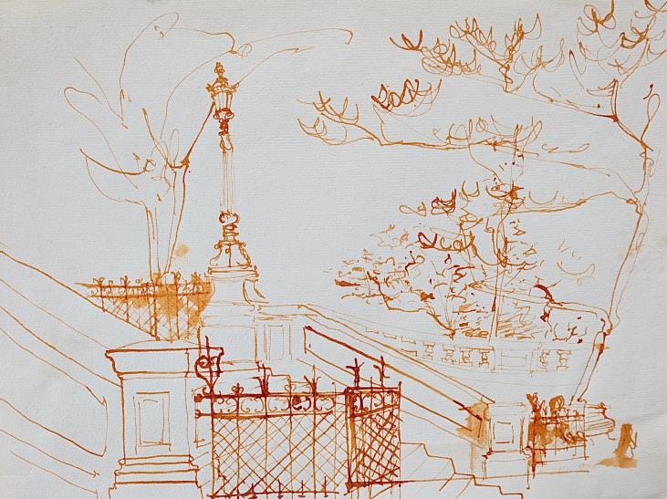 Janine JANET - Original drawing - Ink - Countryside 2