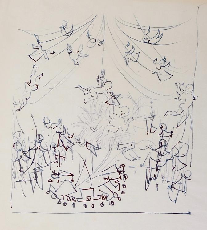 Janine JANET - Original drawing - Ink - Nativity sketch 1