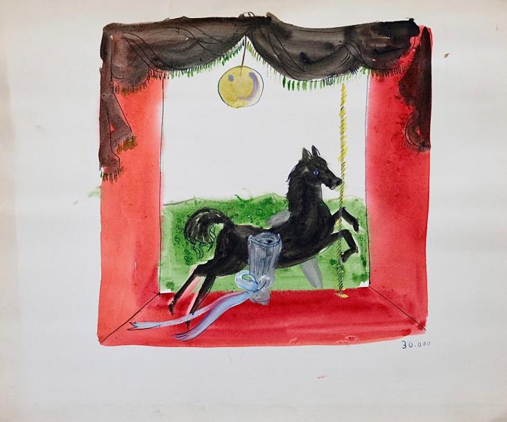 Janine JANET - Original painting - Watercolor - Horses