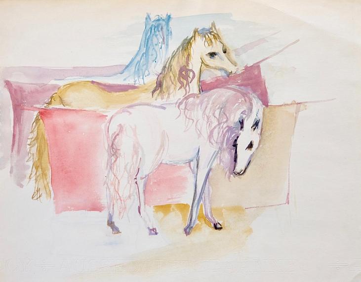 Janine JANET - Original painting - Watercolor - Horses 2