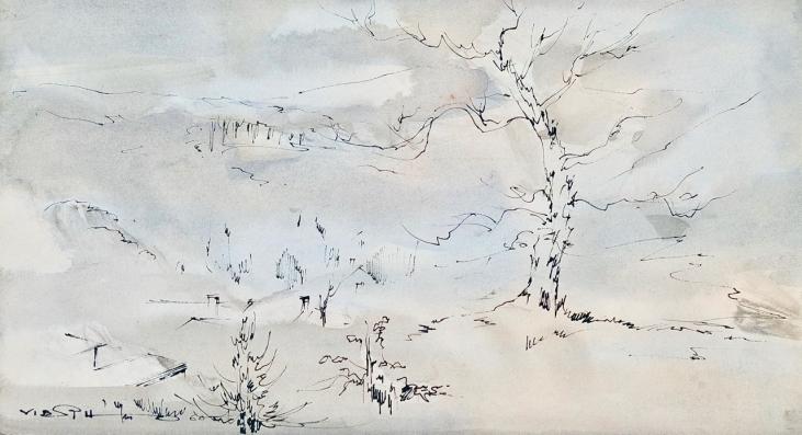 Claude VIETHO - Original drawing - Ink - Landscape 1